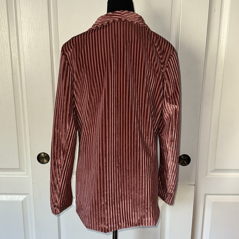 NASTY GAL PINK STRIPED VELVET OVERSIZED BLAZER MOB WIFE - Picture 4 of 4